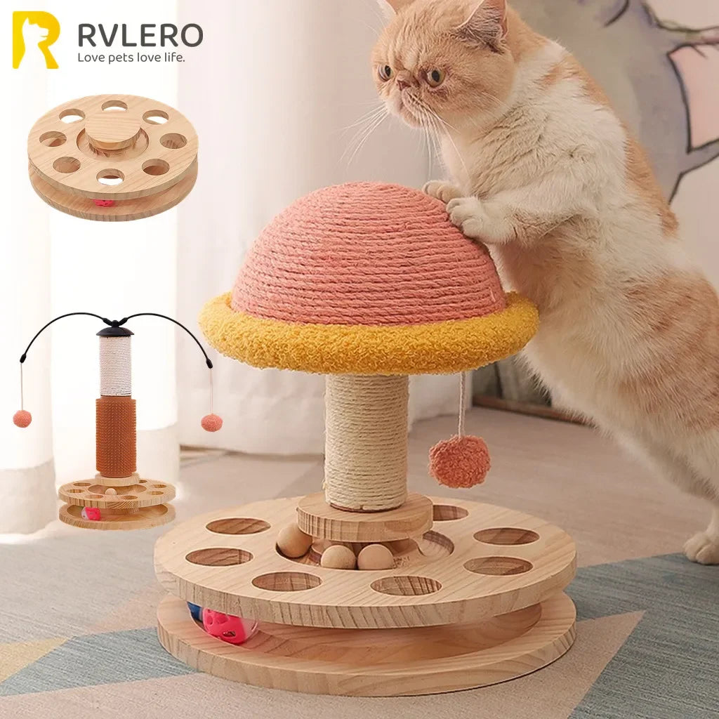 New Pet Solid Wood Carousel Cat Toys Teasing Cats Since Hi Sisal Claw Grinding Teasing Toys Cat Scratching Board Pet Supplies
