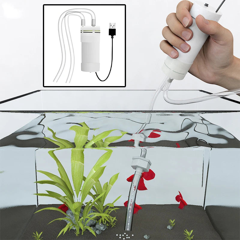 New Fish Tank Water Changer 5V 2A Electric Suction Plus Drainer USB Connector Small Vacuum Mini Powerful Electric Water Pump